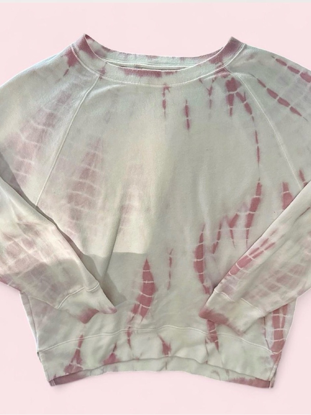 PINK! Women’s Tie-Dye Crewneck Sweatshirt - Pink and white